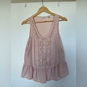 Pink Lauren Conrad Lace Detail Blouse